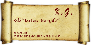 Köteles Gergő névjegykártya
